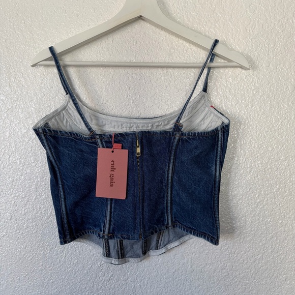 NWT Cult Gaia CHIYA Denim Top 2 - Picture 6 of 10